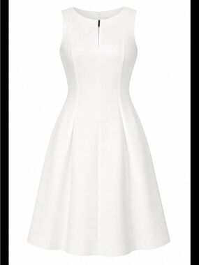 Elegant Sleeveless White Fit-and-Flare Wedding Reception Dress